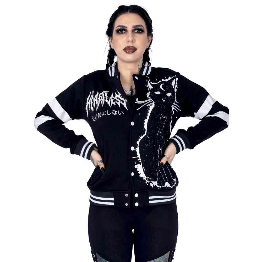 Heartless - MOON KITTY Varsity jacket - Noir/Blanc